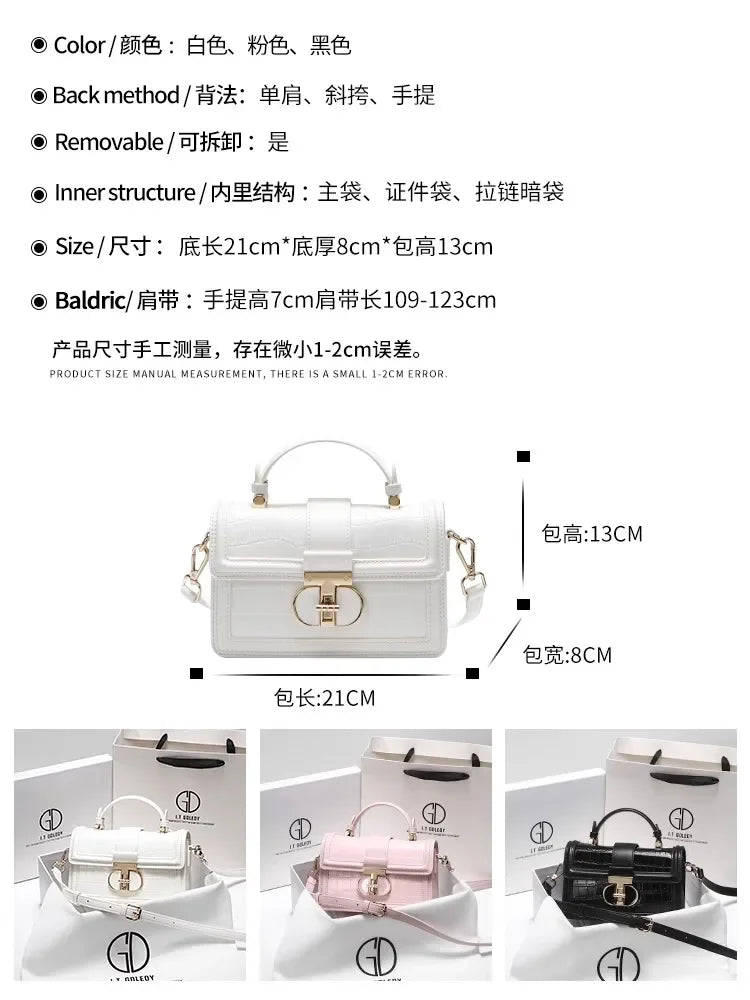 Luxury Designer Bags with High Quality Alligator Printing Leather and Delicate Metal Design Women's Portable Shoulder Bag