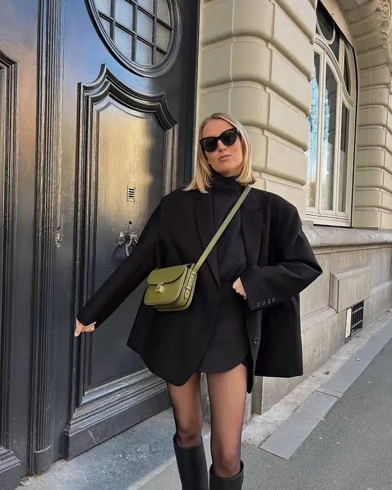 NEW Fashion French Head Layer Cowhide Small Square Bag Ladies Temperament Black Classic Small Shoulder Crossbody Bag Ladies Bag